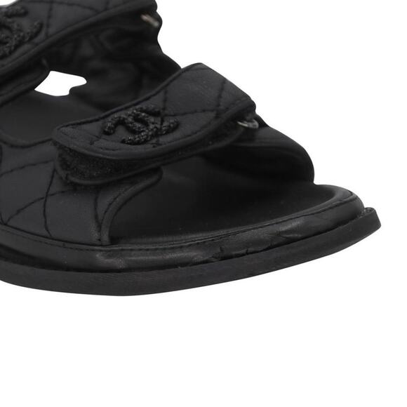 Chanel Cc Strap 39 Quilted Crystal Canvas Dad Sandals CC-0602N-0013 - Picture 7 of 12